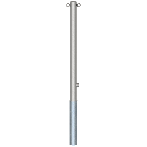 Stainless steel post |  60 mm | removable, self-engaging lockwith hot-dip galvanized ground socket part-no. 460.40approx. 400 mm below ground | with triangular locking mechanism acc. with DIN 3223 | with 2 eyelets